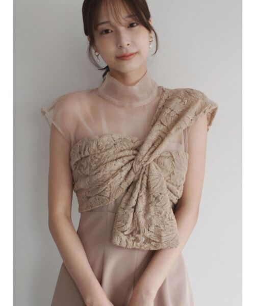 LAGUNAMOON（ラグナムーン）の「LADYエンブロイダリーツイストパンツドレス 結婚式 お呼ばれ（パンツドレス・レディース・ベージュ/ブラック・MEDIUM/SMALL）」の3枚目の写真