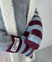 WEGO(ウィゴー)のボーダーミトングローブ(手袋)