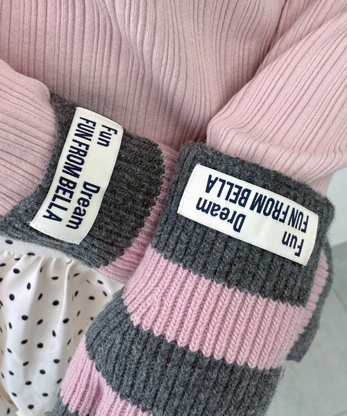 WEGO（ウィゴー）の「ﾎﾞｰﾀﾞｰﾐﾄﾝｸﾞﾛｰﾌﾞ（手袋・レディース・サックスブルー/ライトピンク/オフホワイト・FREE）」の10枚目の写真