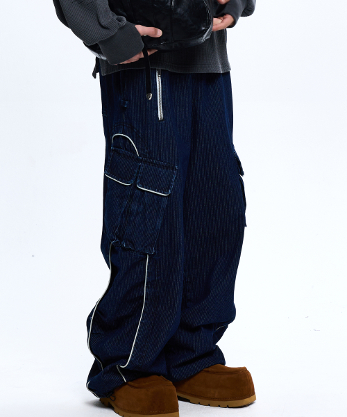 RSSC(アールエスエスシー)の「WRINKLE MIXED STRIPE CARPENTER DENIM PANTS - DENIM(デニムパンツ・レディース・その他・1/2)」の3枚目の写真