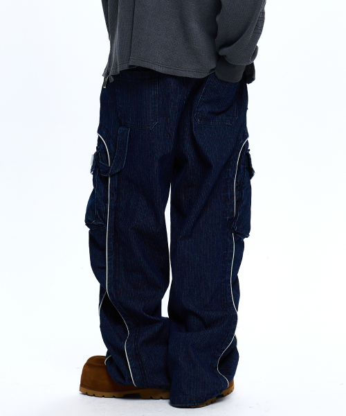 RSSC(アールエスエスシー)の「WRINKLE MIXED STRIPE CARPENTER DENIM PANTS - DENIM(デニムパンツ・レディース・その他・1/2)」の4枚目の写真