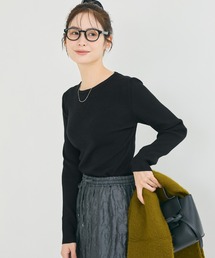 軽量ニット クルーネックラウンドヘム