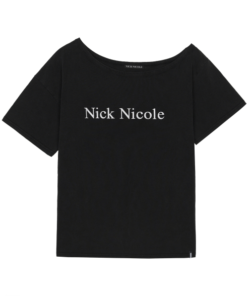 NICK&NICOLE(ニックアンドニコール)の「NICOLE ONE SHOULDER RELAXED LOGO TOP_BLACK(Tシャツ/カットソー・レディース・ブラック・FREE)」の4枚目の写真