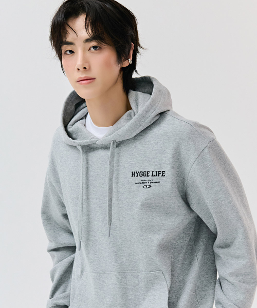 CHASECULT(チェイスカルト)の「共用エッセンシャルレタリングフードTシャツ-DEZU5104B0B(パーカー・メンズ・ライトグレー・95/105/90/100/110)」の2枚目の写真