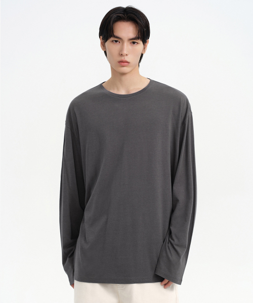 セール】オーバーサイズCRクルーネック長袖Tシャツ[ガンメタル]（T