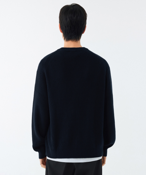 MUSINSA STANDARD（ムシンサスタンダード）の「コットンリブクルーネックニット[ネイビー]（ニット/セーター・メンズ・その他・SMALL/MEDIUM/LARGE/X-LARGE/XX-LARGE）」の4枚目の写真