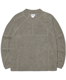 NOMANUAL | HEAVY WAFFLE HALF ZIP-UP - GRAY(Tシャツ/カットソー)