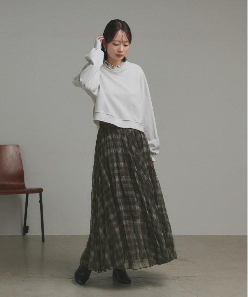 セール】シアーチェック プリーツスカート（スカート）｜ad thie