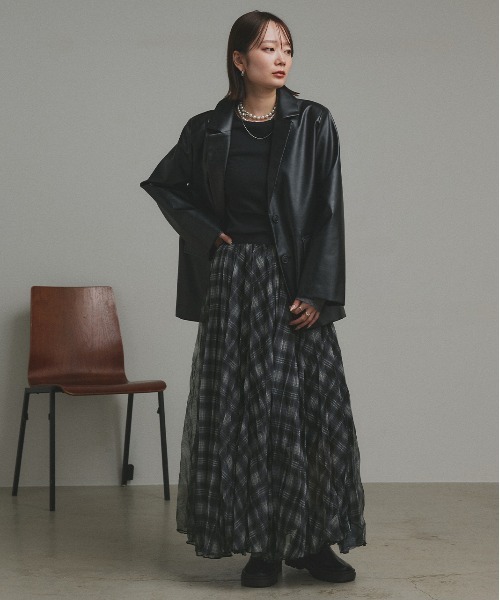 セール】シアーチェック プリーツスカート（スカート）｜ad thie
