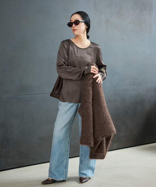 plage（プラージュ）の「R’IAM サテンロンT ブラウス（シャツ/ブラウス・レディース・ベージュ/ブラウン・FREE）」の5枚目の写真