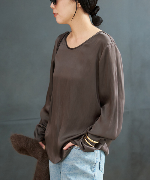 plage（プラージュ）の「R’IAM サテンロンT ブラウス（シャツ/ブラウス・レディース・ベージュ/ブラウン・FREE）」の9枚目の写真