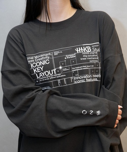 ZOZOMESSE（ゾゾメッセ）の「【HHKB × ZOZOTOWN】HHKB Studio GRID LONG SLEEVE TEE（Tシャツ/カットソー・メンズ・ホワイト/ダークグレー・S/M/L/XL）」の4枚目の写真