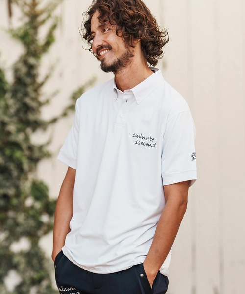 1minute 1second（ワンミニットワンセカンド）の「mhs2456-cursive embroidery high stretch fabric polo shirt ポロシャツ(1M26H060)（ポロシャツ・メンズ・ブラック/ネイビー/ホワイト・S/M/L/XL）」の6枚目の写真