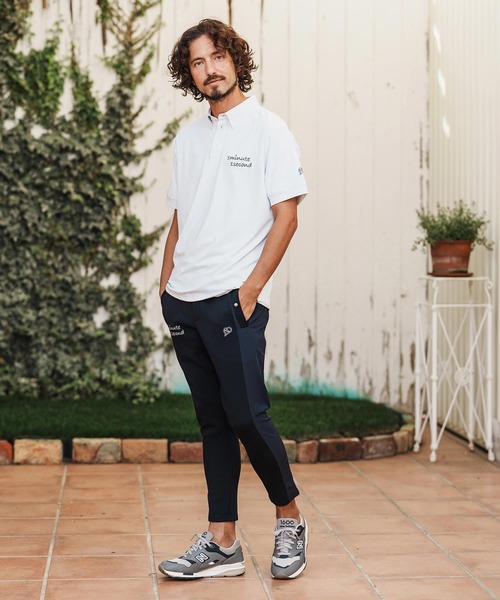 1minute 1second（ワンミニットワンセカンド）の「mhs2456-cursive embroidery high stretch fabric polo shirt ポロシャツ(1M26H060)（ポロシャツ・メンズ・ブラック/ネイビー/ホワイト・S/M/L/XL）」の7枚目の写真