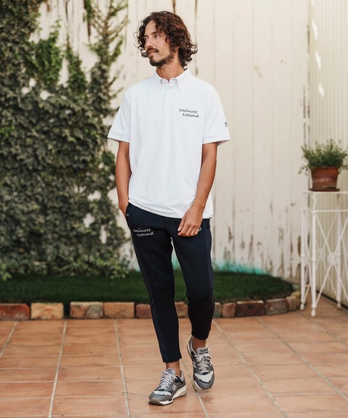1minute 1second（ワンミニットワンセカンド）の「mhs2456-cursive embroidery high stretch fabric polo shirt ポロシャツ(1M26H060)（ポロシャツ・メンズ・ブラック/ネイビー/ホワイト・S/M/L/XL）」の8枚目の写真