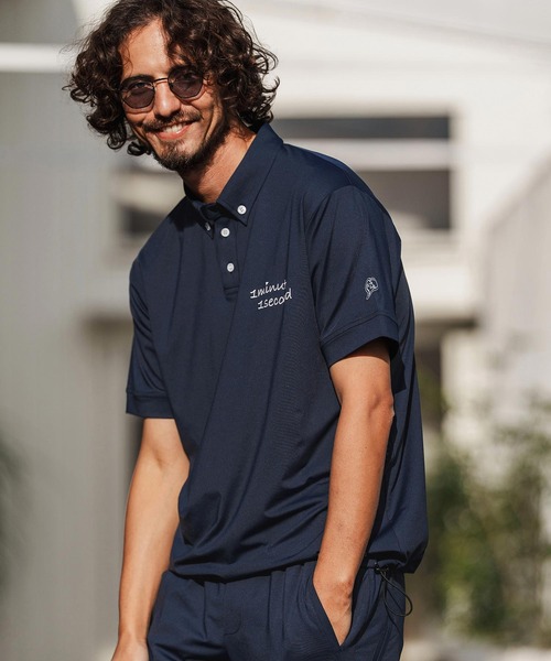 1minute 1second（ワンミニットワンセカンド）の「mhs2456-cursive embroidery high stretch fabric polo shirt ポロシャツ(1M26H060)（ポロシャツ・メンズ・ブラック/ネイビー/ホワイト・S/M/L/XL）」の9枚目の写真
