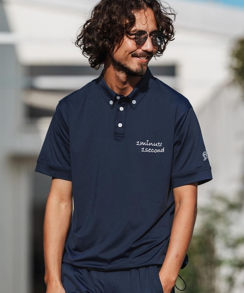 1minute 1second（ワンミニットワンセカンド）の「mhs2456-cursive embroidery high stretch fabric polo shirt ポロシャツ(1M26H060)（ポロシャツ・メンズ・ブラック/ネイビー/ホワイト・S/M/L/XL）」の11枚目の写真