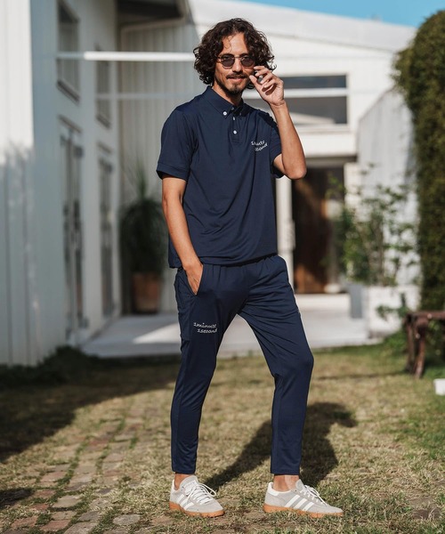 1minute 1second（ワンミニットワンセカンド）の「mhs2456-cursive embroidery high stretch fabric polo shirt ポロシャツ(1M26H060)（ポロシャツ・メンズ・ブラック/ネイビー/ホワイト・S/M/L/XL）」の12枚目の写真