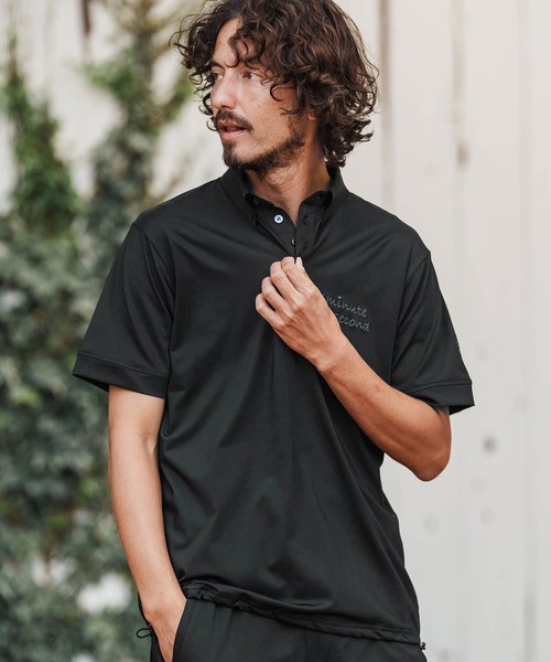 1minute 1second（ワンミニットワンセカンド）の「mhs2456-cursive embroidery high stretch fabric polo shirt ポロシャツ(1M26H060)（ポロシャツ・メンズ・ブラック/ネイビー/ホワイト・S/M/L/XL）」の14枚目の写真