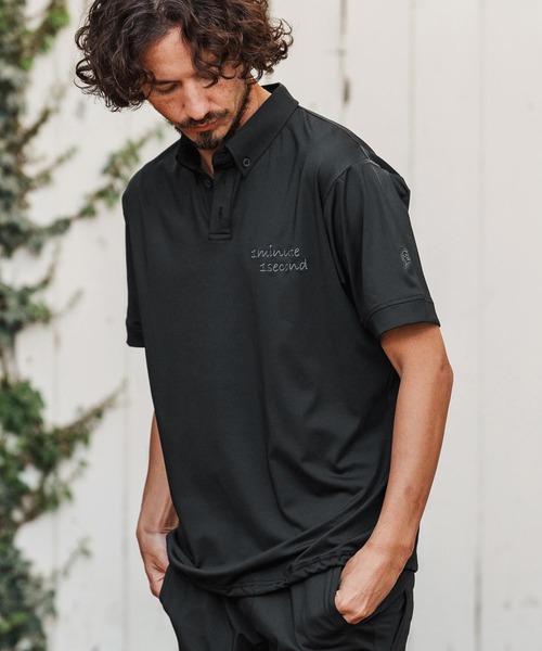 1minute 1second（ワンミニットワンセカンド）の「mhs2456-cursive embroidery high stretch fabric polo shirt ポロシャツ(1M26H060)（ポロシャツ・メンズ・ブラック/ネイビー/ホワイト・S/M/L/XL）」の15枚目の写真