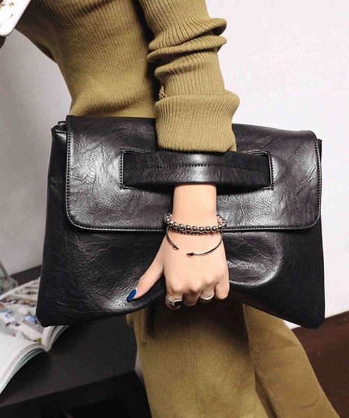 Mignonjour(ミニョンジュール)の「FReePLACe/合成皮革 2way クラッチバッグ ショルダーバッグ X12698(ショルダーバッグ・レディース・ブラック・FREE)」の2枚目の写真