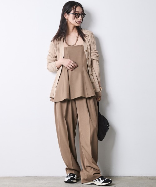 CHIC STYLE（シックスタイル）の「綿100％ワイドリブVネックニットカーディガン＜大きいサイズ有＞シックスタイル（カーディガン/ボレロ・レディース・チャコール/ベージュ/ブラック・5L/4L/3L/LL/L/M）」の4枚目の写真