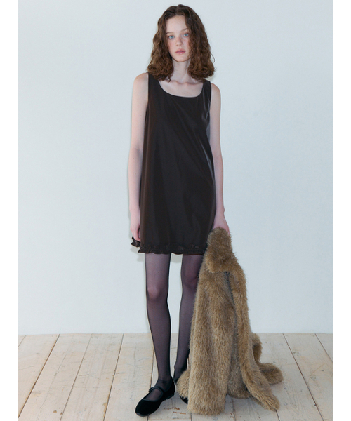 ETMON(エトモン)の「Frill Sleeveless Mini Dress, Brown(ワンピース・レディース・その他・F)」の1枚目の写真