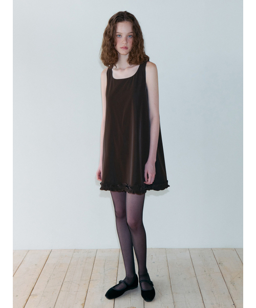 ETMON(エトモン)の「Frill Sleeveless Mini Dress, Brown(ワンピース・レディース・その他・F)」の2枚目の写真