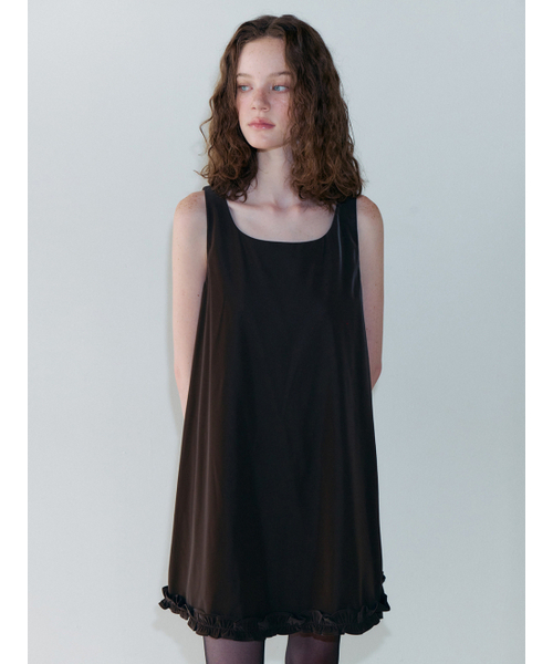 ETMON(エトモン)の「Frill Sleeveless Mini Dress, Brown(ワンピース・レディース・その他・F)」の3枚目の写真