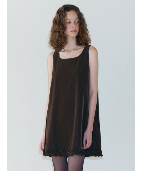 ETMON(エトモン)の「Frill Sleeveless Mini Dress, Brown(ワンピース・レディース・その他・F)」の4枚目の写真