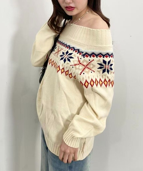 mebole（メボレ）の「フェアアイルオフショルニット（ニット/セーター・レディース・アイボリー・FREE）」の15枚目の写真