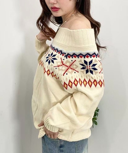 mebole（メボレ）の「フェアアイルオフショルニット（ニット/セーター・レディース・アイボリー・FREE）」の16枚目の写真