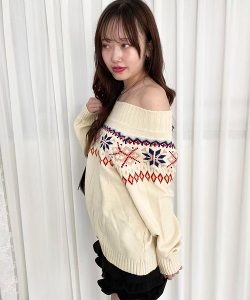 mebole（メボレ）の「フェアアイルオフショルニット（ニット/セーター・レディース・アイボリー・FREE）」の9枚目の写真