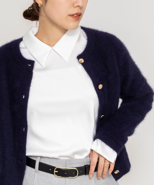 セール】ウォッシャブルNEWオトナサテン襟付きブラウス（シャツ