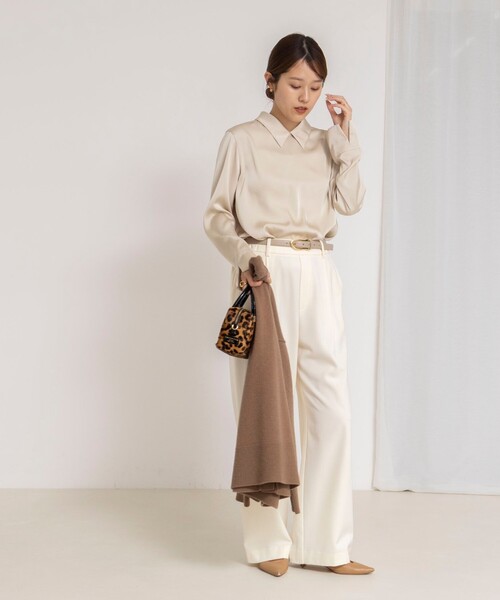 NOLLEY’S(ノーリーズ)の「ウォッシャブルNEWオトナサテン襟付きブラウス(シャツ/ブラウス・レディース・ベージュ/ホワイト・38)」の20枚目の写真