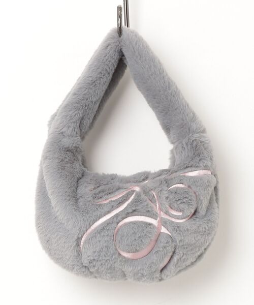 KIRSH（キルシー）の「KIRSH Hairy Ribbon Embroidery Mini Shoulder Bag キルシー ヘアリー リボン エンブロイダリー ミニ ショルダーバッグ（ショルダーバッグ・レディース・ライトグレー/ダークブラウン/アイボリー・FREE）」の2枚目の写真
