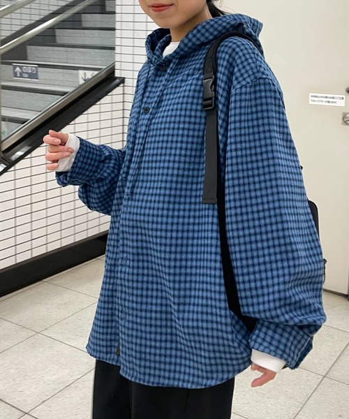 COLONY 2139（コロニートゥーワンスリーナイン）の「アソートチェックフードシャツ（シャツ/ブラウス・メンズ・ネイビー/アイボリー/ブラック/サックスブルー・MEDIUM/LARGE）」の20枚目の写真