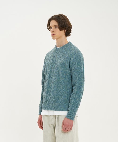 BLOND9(ブロンドナイン)の「ウールフィッシャーマンニットセーター_ターキーブルー(ニット/セーター・メンズ・その他・LARGE/MEDIUM)」の2枚目の写真