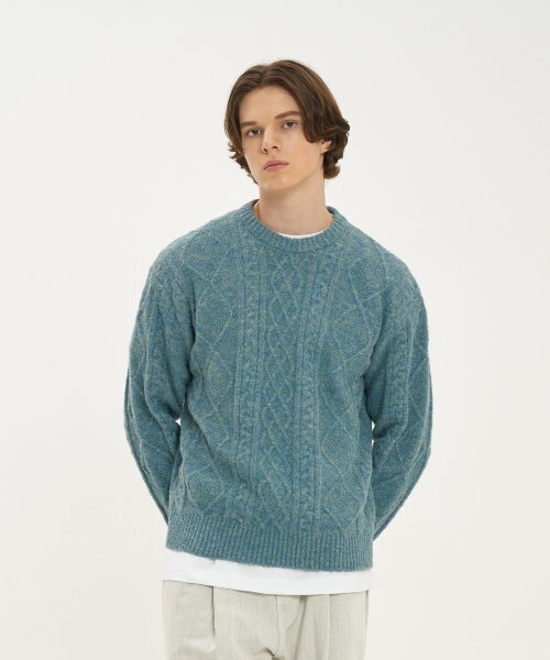 BLOND9(ブロンドナイン)の「ウールフィッシャーマンニットセーター_ターキーブルー(ニット/セーター・メンズ・その他・LARGE/MEDIUM)」の3枚目の写真