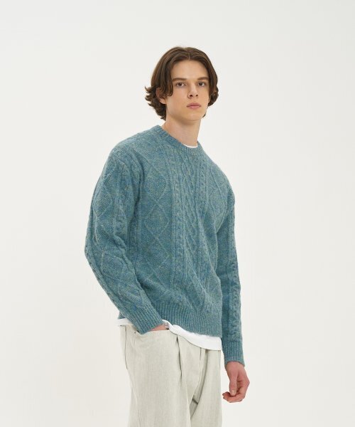 BLOND9(ブロンドナイン)の「ウールフィッシャーマンニットセーター_ターキーブルー(ニット/セーター・メンズ・その他・LARGE/MEDIUM)」の4枚目の写真