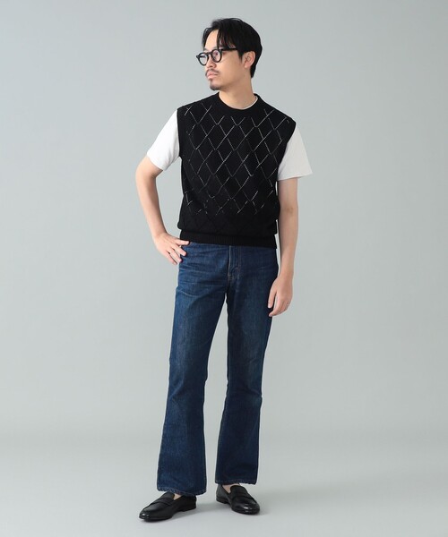 BAFY（バフィー）の「【別注】BAFY / リネンコットン ジャカード クルーネック ニットベスト（ベスト・メンズ・ブラック/ナチュラル・48/46/44/50）」の17枚目の写真
