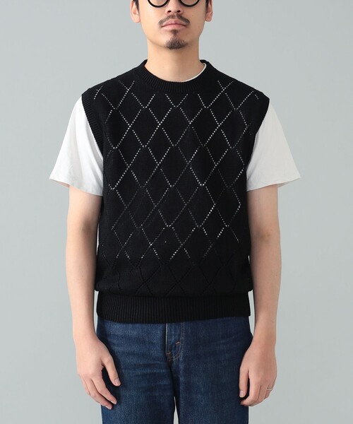 BAFY（バフィー）の「【別注】BAFY / リネンコットン ジャカード クルーネック ニットベスト（ベスト・メンズ・ブラック/ナチュラル・48/46/44/50）」の20枚目の写真