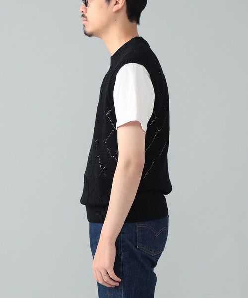 BAFY（バフィー）の「【別注】BAFY / リネンコットン ジャカード クルーネック ニットベスト（ベスト・メンズ・ブラック/ナチュラル・48/46/44/50）」の21枚目の写真