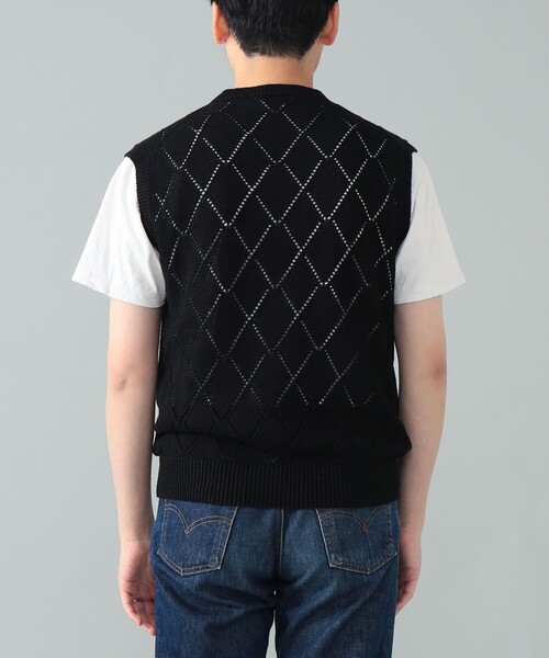 BAFY（バフィー）の「【別注】BAFY / リネンコットン ジャカード クルーネック ニットベスト（ベスト・メンズ・ブラック/ナチュラル・48/46/44/50）」の22枚目の写真