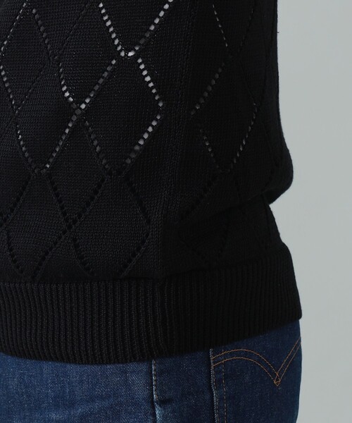BAFY（バフィー）の「【別注】BAFY / リネンコットン ジャカード クルーネック ニットベスト（ベスト・メンズ・ブラック/ナチュラル・48/46/44/50）」の13枚目の写真