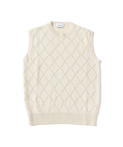 BAFY（バフィー）の「【別注】BAFY / リネンコットン ジャカード クルーネック ニットベスト（ベスト・メンズ・ブラック/ナチュラル・48/46/44/50）」の15枚目の写真