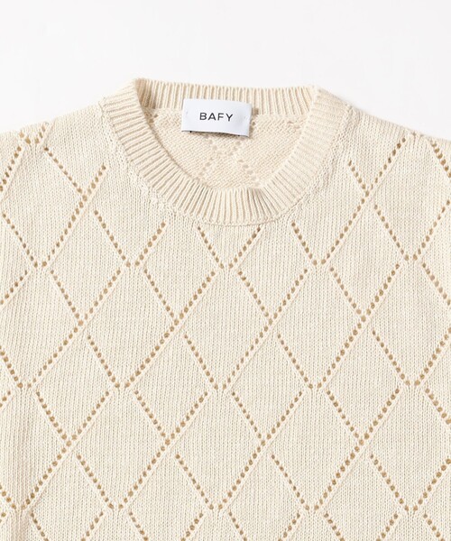 BAFY（バフィー）の「【別注】BAFY / リネンコットン ジャカード クルーネック ニットベスト（ベスト・メンズ・ブラック/ナチュラル・48/46/44/50）」の16枚目の写真