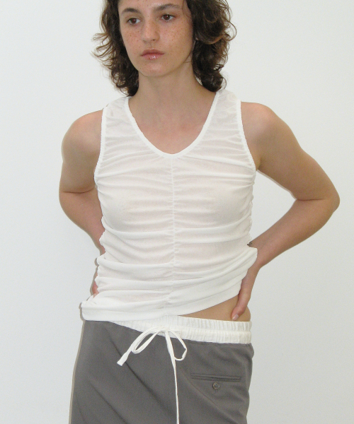CACELE(カッセル)の「SHIRRING SLEEVELESS, WHITE(Tシャツ/カットソー・レディース・その他・FREE)」の1枚目の写真