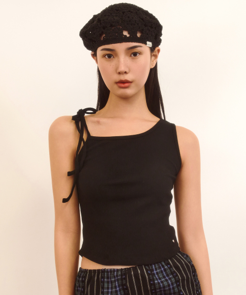 NAKED SURF CLUB(ネイキッドサーフクラブ)の「リボンワンショルダースリーブレス(ブラック)(Tシャツ/カットソー・レディース・その他・FREE)」の1枚目の写真
