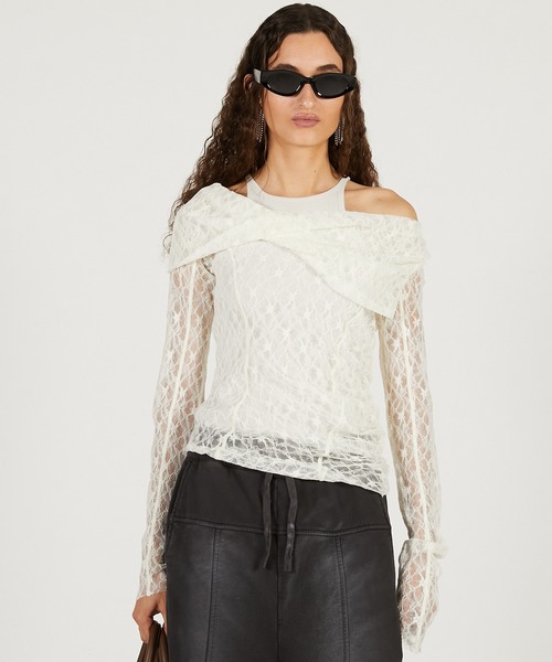 PRANK PROJECT（プランクプロジェクト）の「【2026Spring Pre-Order】オフショルダーレイヤードトップ / Off-Shoulder Layered Top（Tシャツ/カットソー・レディース・ブラック/ベージュ/ホワイト・FREE）」の9枚目の写真